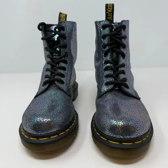 Dr Martens Boots Women's 7 Gray Metallic Iridescent Pascal AW004 SK06S - Picture 3 of 14